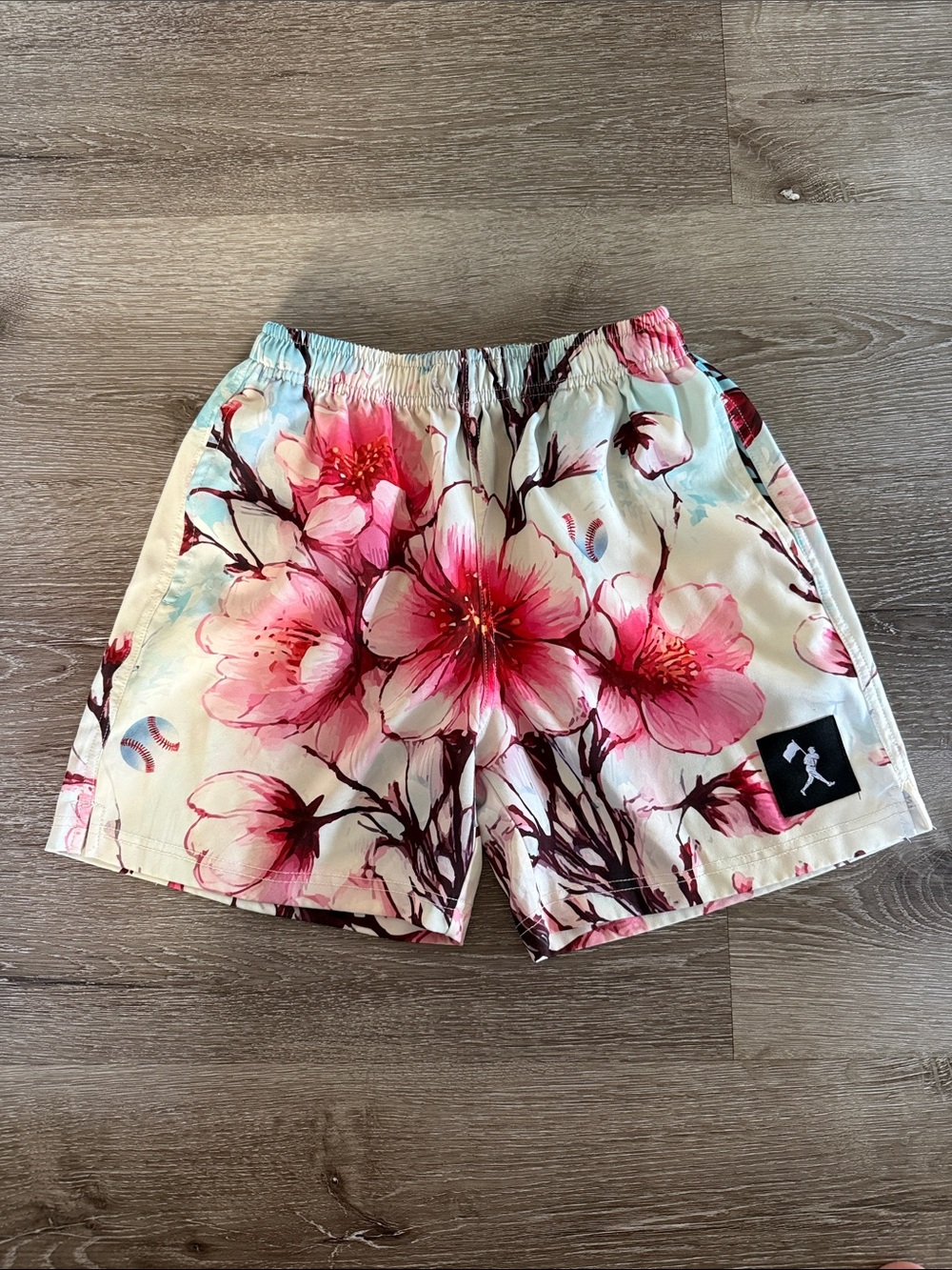 Baseballism Cherry Blossom Baseball Youth Shorts - Los Angeles Dodgers - Med